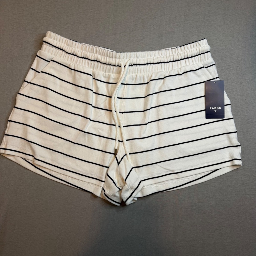 Parke for Target Navy Blue Striped Lounge Shorts White Cotton Blend new M - Picture 1 of 5